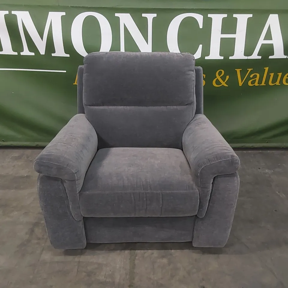 QUALITY DESIGNER ITALIAN MADE FLORENCE ELECTRIC RECLINER FABRIC UPHOLSTERED ARMCHAIR - ANTHRACITE GREY