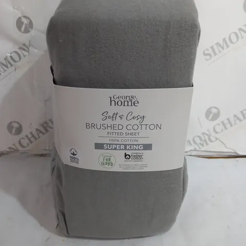 GEORGE HOME BRUSHED COTTON FITTED SHEET - SUPER KING 