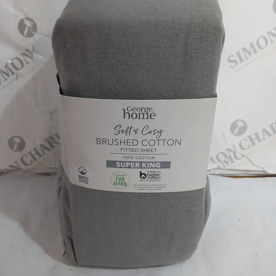 GEORGE HOME BRUSHED COTTON FITTED SHEET - SUPER KING 