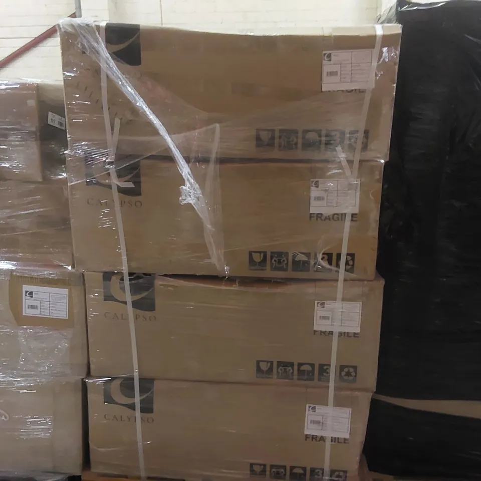 PALLET CONTAINING A LARGE QUANTITY OF ASSORTED BATHROOM FURNITURE PARTS INCLUDING: SAVENA SINGLE DRAWER VANITY BASES