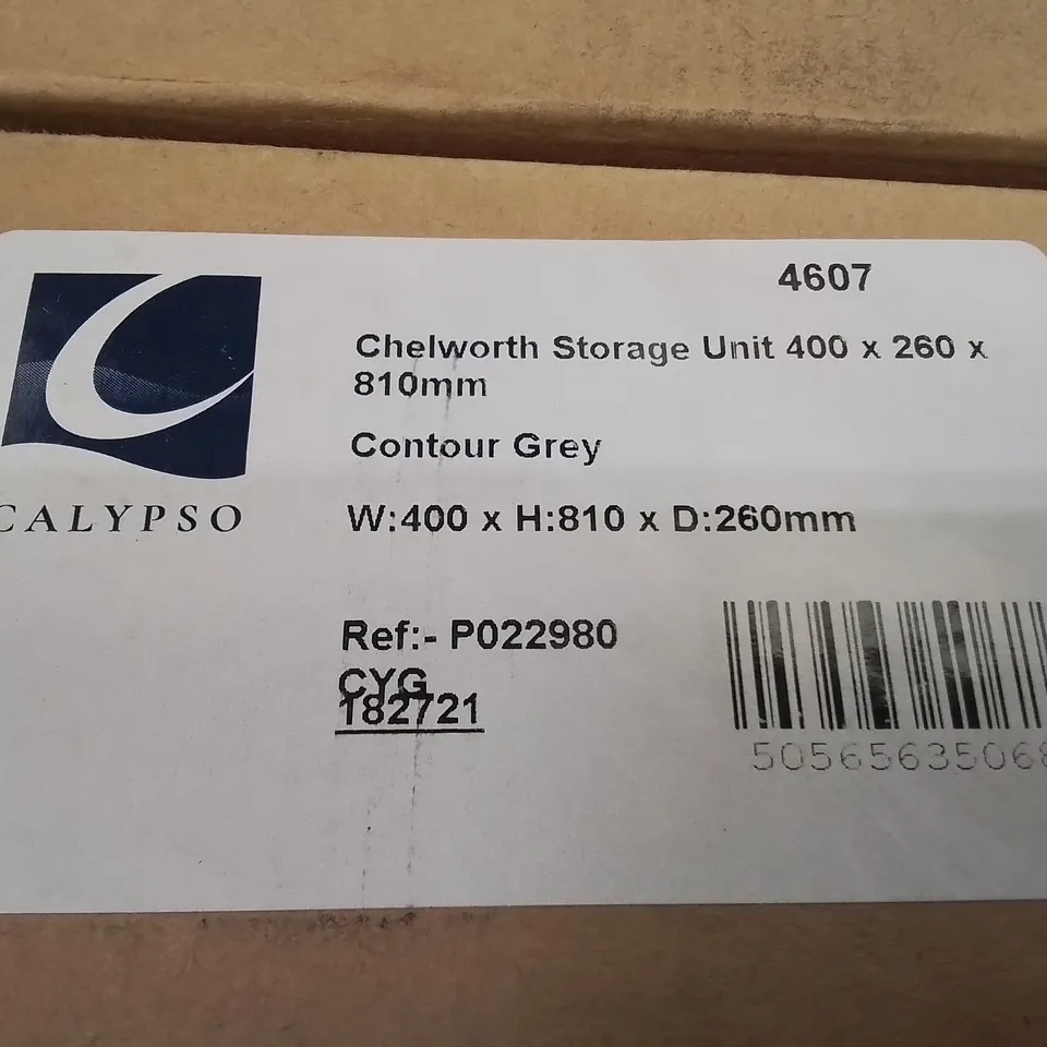 BOXED AS NEW CALYPSO CHELWORTH STORAGE UNIT IN GREY - 400X260X810MM