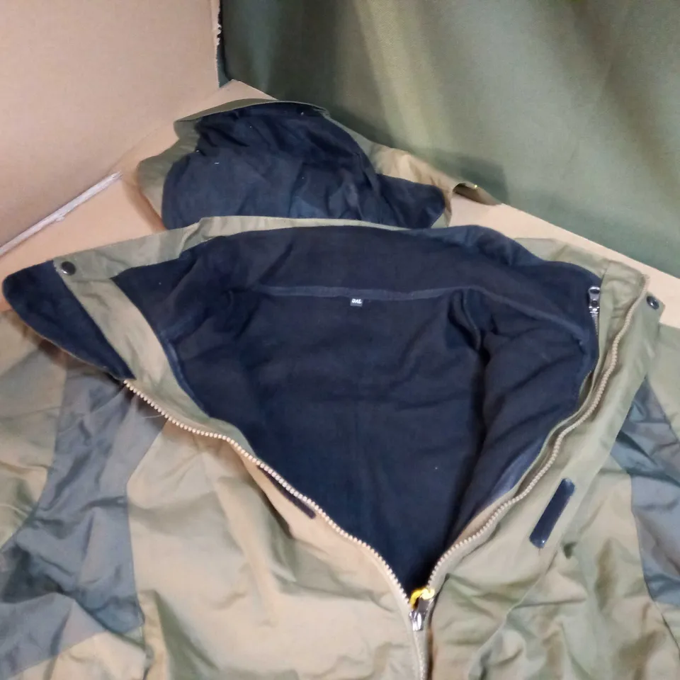 DESIGNER KHAKI FLEECED LINED OUTDOOR JACKET - 5XL