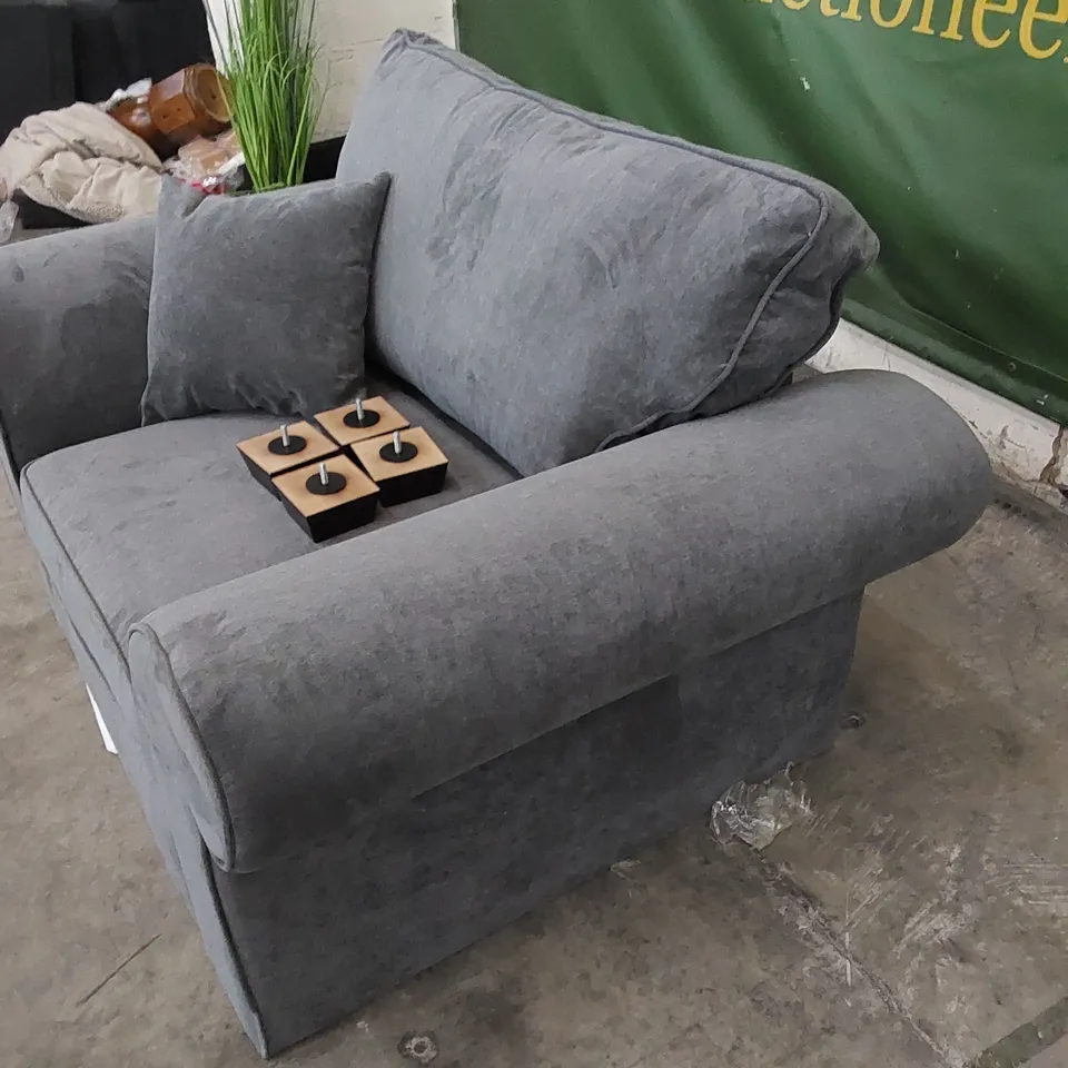 DESIGNER BEATRICE CHAIR UPHOLSTERED IN CHARCOAL FABRIC