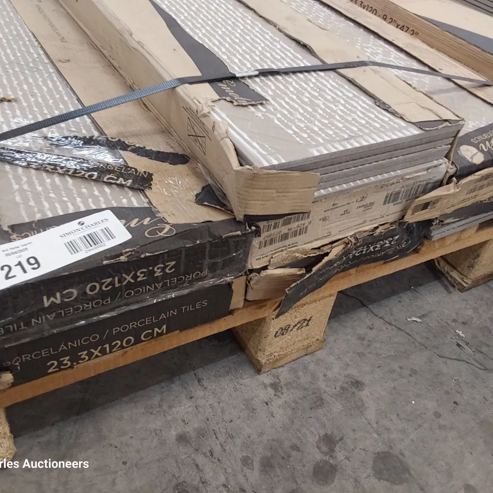 PALLET OF APPROXIMATELY 42 PEECAN GRIS TILES EACH 23.3 × 120cm TOTAL 17 sq m1