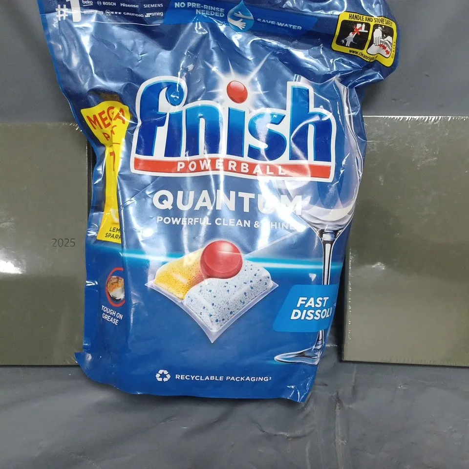 APPROXIMATELY 5 ASSORTED HOUSEHOLD ITEMS TO INCLUDE FINISH POWERBALL, 2025 PLANNER IN GREY, ETC