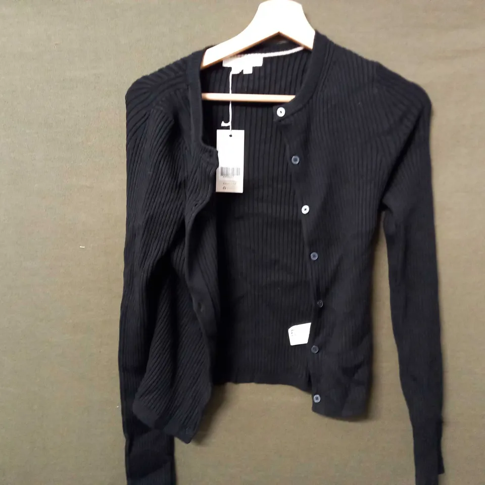 BODEN RIBBED DETAIL CARDIGAN IN BLACK - XS