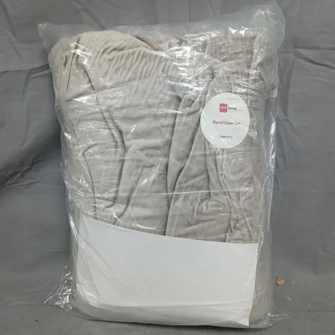 RIBBED PLEATED VELVET DUVET COVER SET - CHAMPAGNE - SUPER KING SIZE