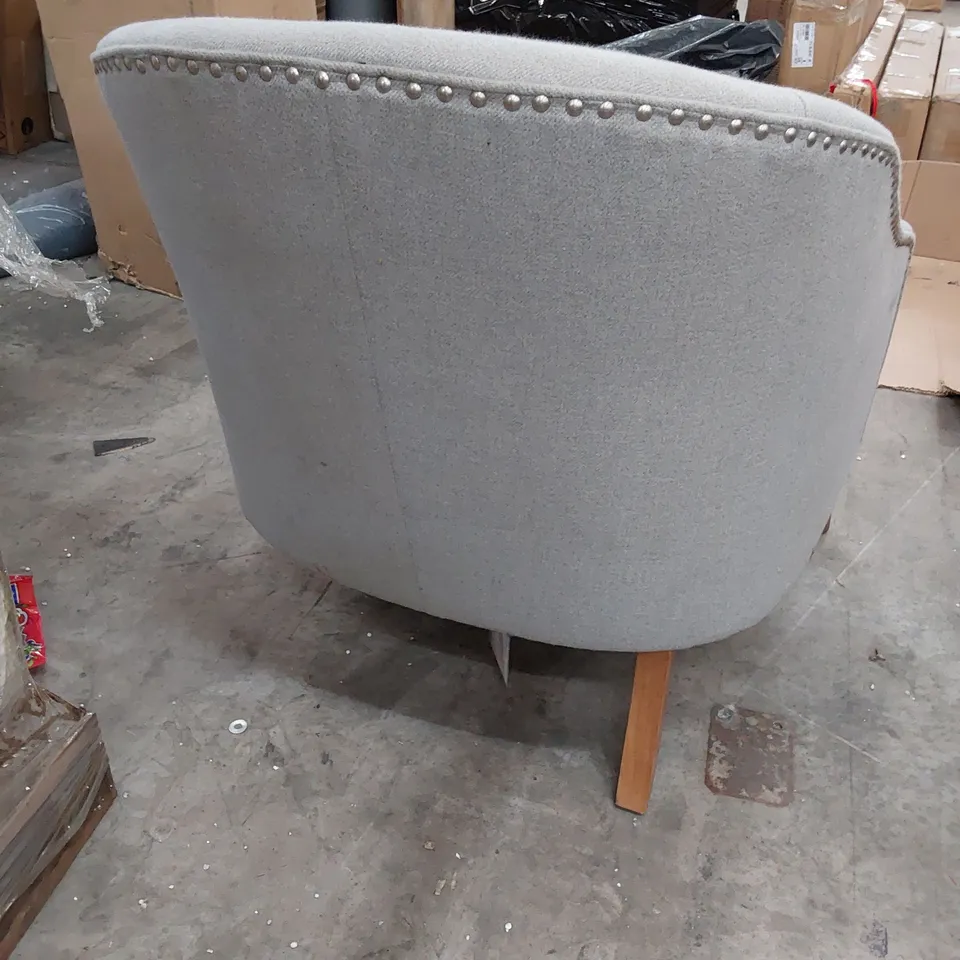DESIGNER TUB CHAIR GREY FABRIC 