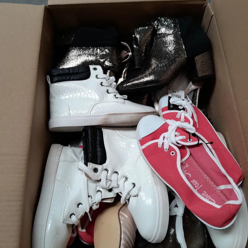 APPROXIMATELY 15 PAIRS OF LADIES SHOES. ASSORTED SIZES, COLOURS AND STYLES