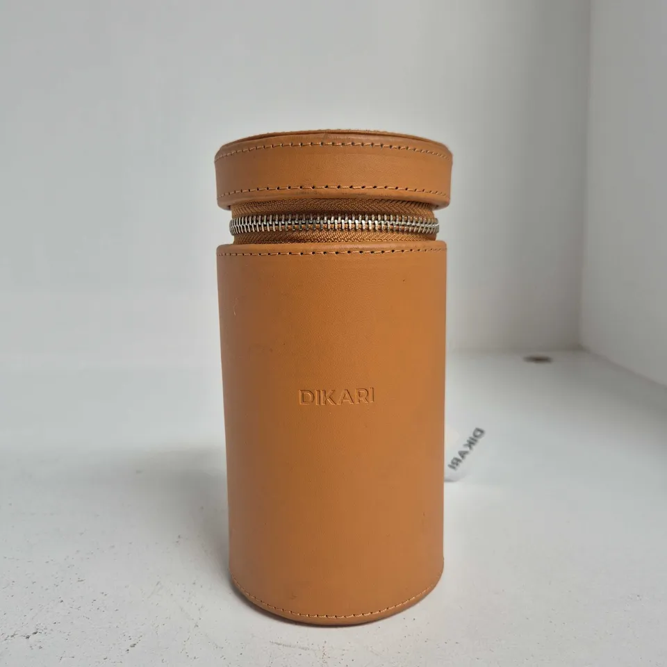 DIKARI TAN LEATHER CYLINDRICAL ACCESSORY CASE