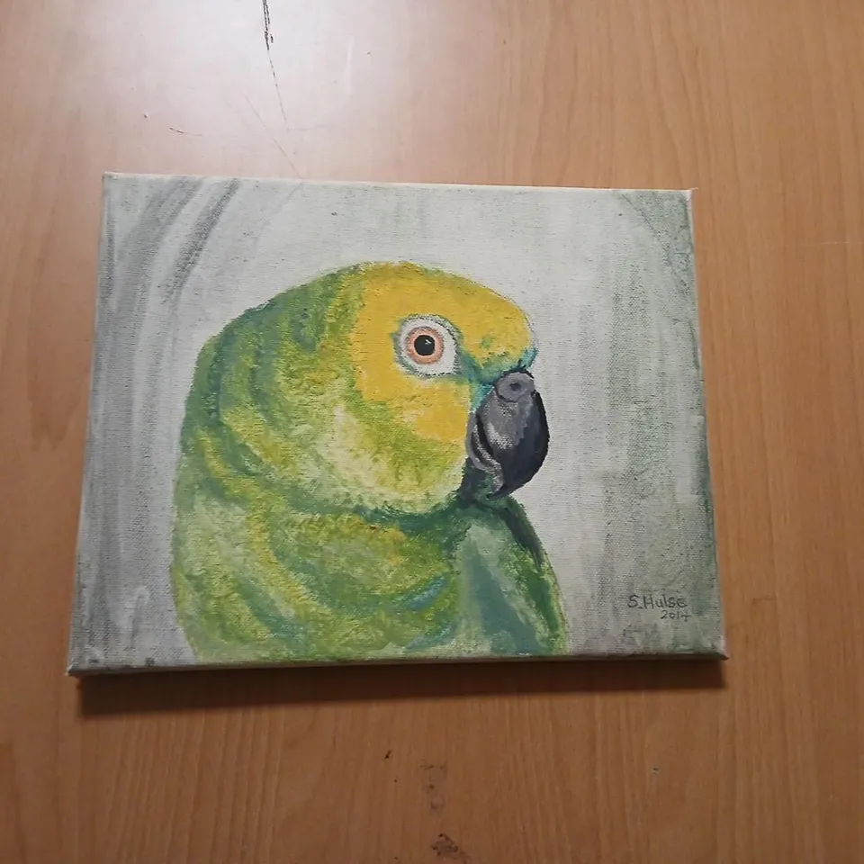 PARROT PAINTING ON CANVAS BY S. HULSE, 2014