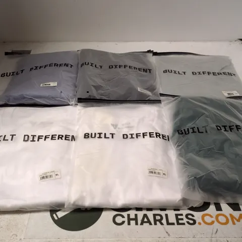 SET OF APPROXIMATELY 20 ASSORTED BUILT DIFFERENT T-SHIRTS/SHIRTS IN VARIOUS COLOURS AND SIZES