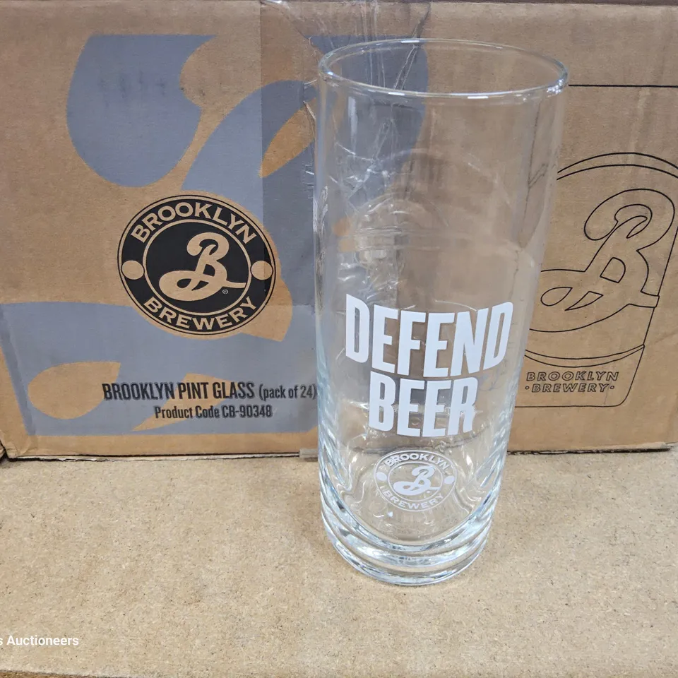 TWO CASES, EACH CONTAINING 24 BROOKLYN BREWERYPINT GLASSES