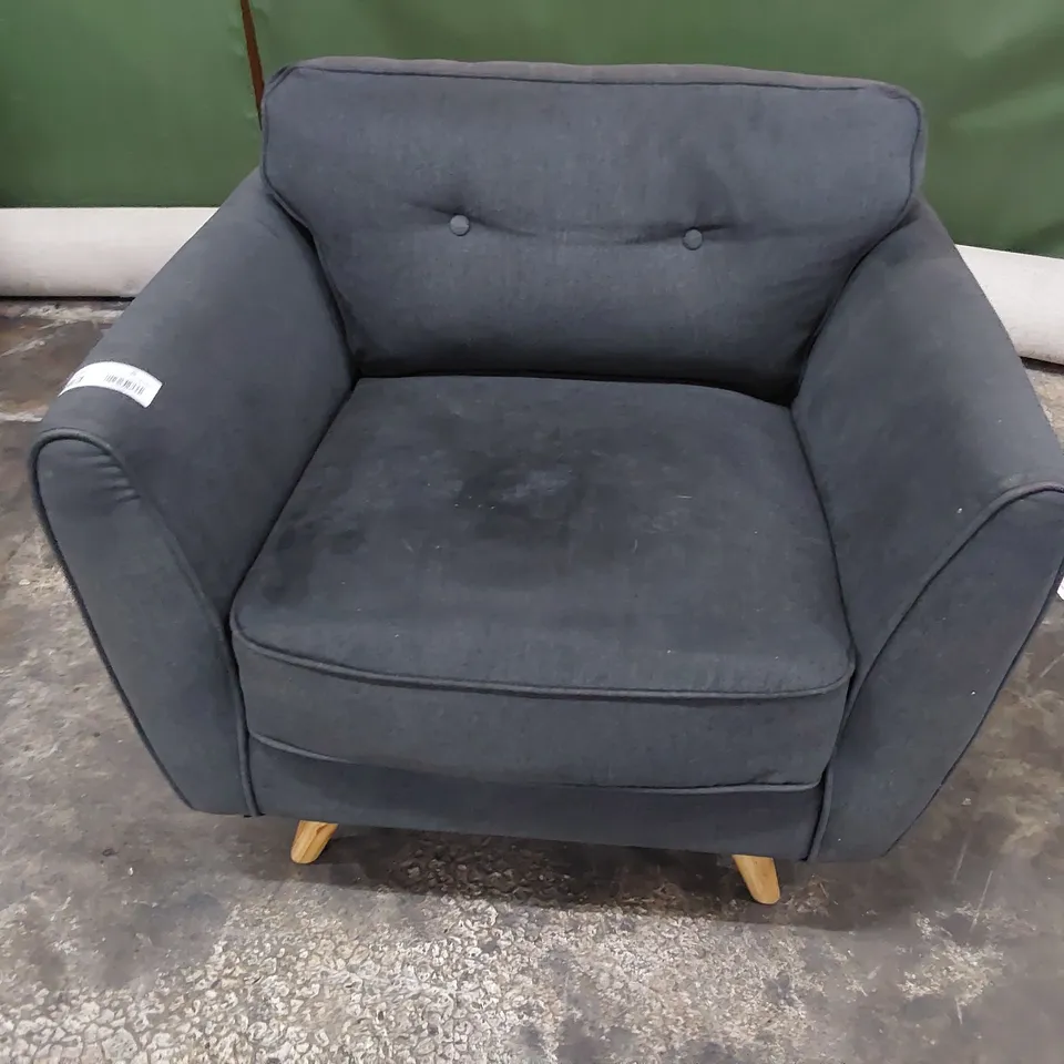DESIGNER EASY CHAIR CHARCOAL FABRIC 
