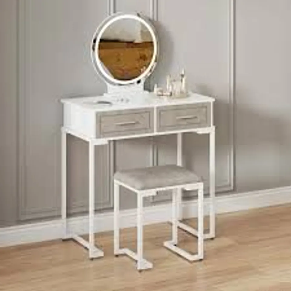 BOXED JOOLIHOME DRESSING TABLE SET WITH LED MIRROR - WHITE (1 BOX)