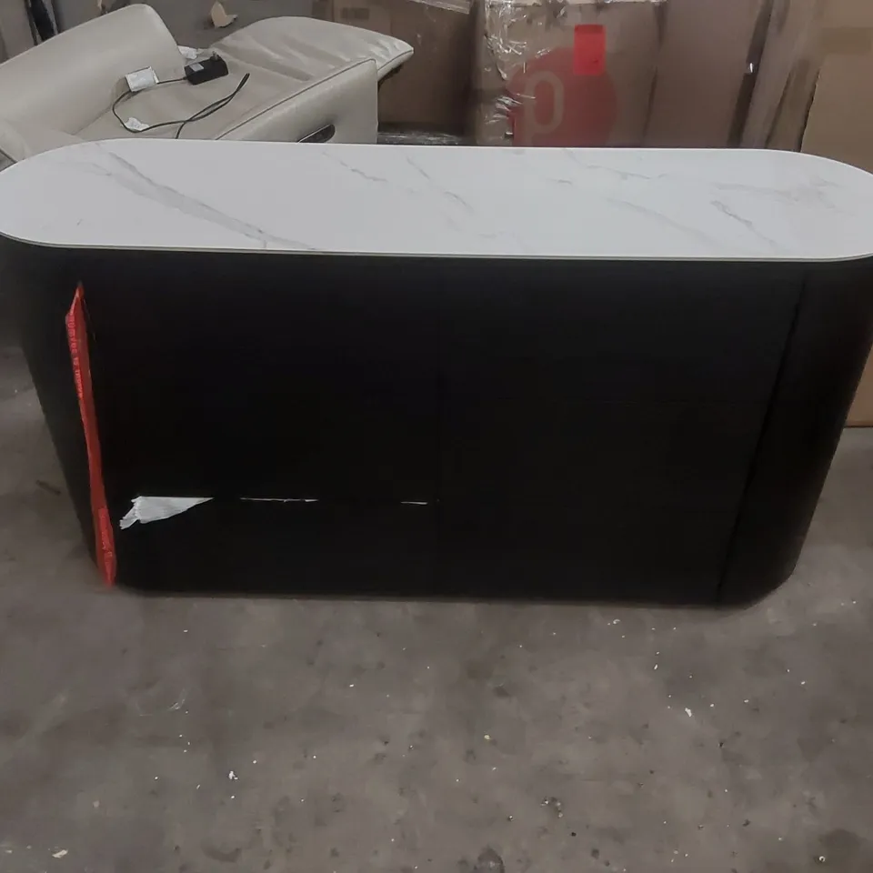 DANETTI WOODEN SIDETABLE WITH MARBLE EFFECT TOP