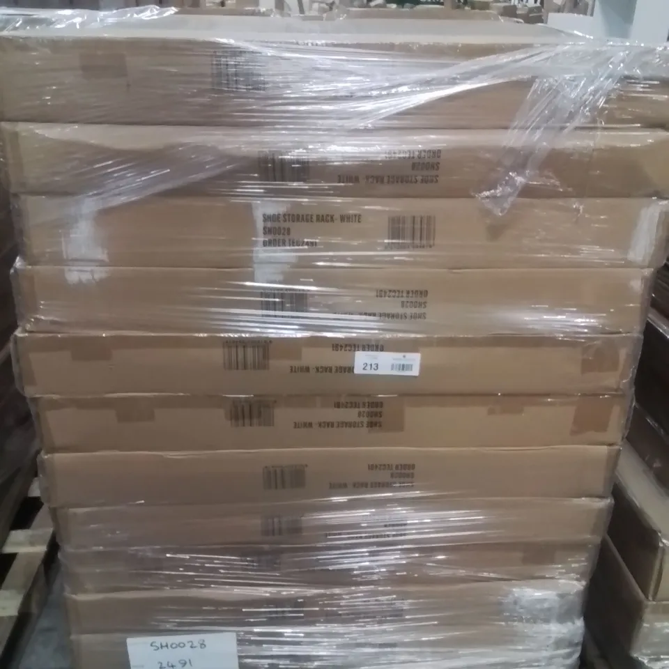 PALLET CONTAINING LARGE QUANTITY OF SHOE STORAGE RACK -WHITE-