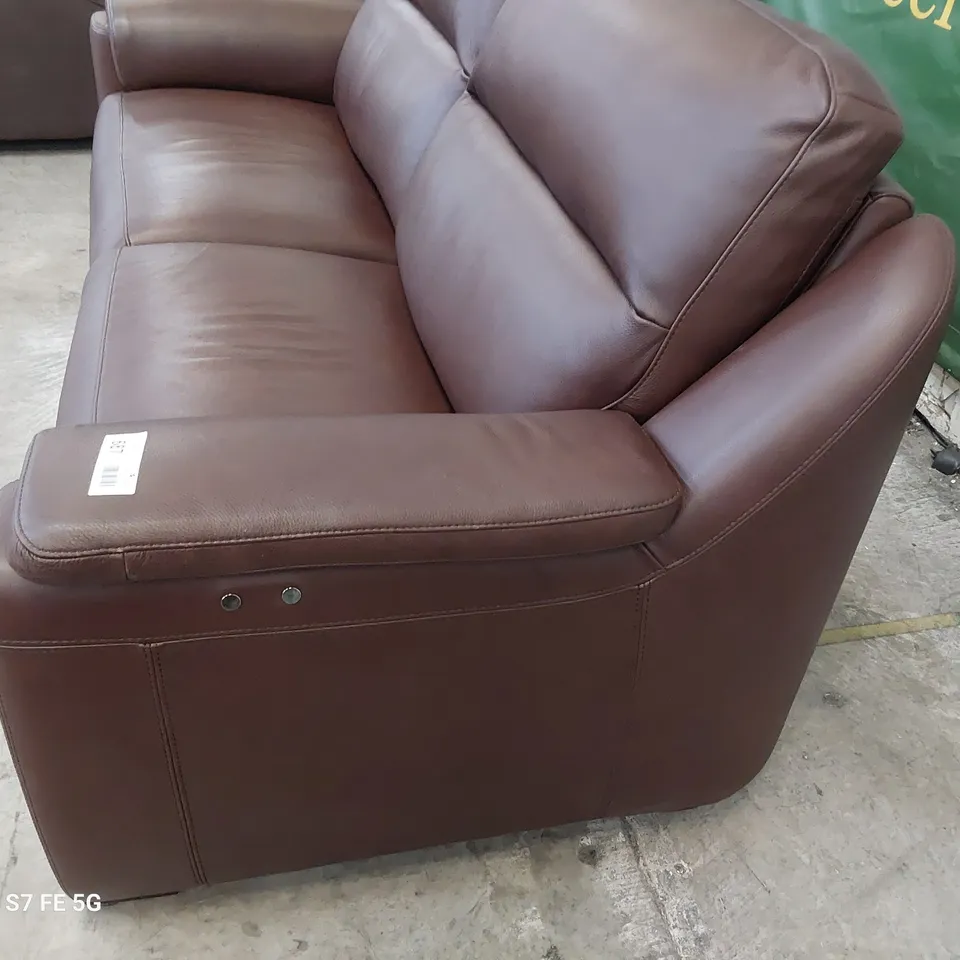 QUALITY ITALIAN DESIGNER POWER RECLINING PARMA THREE SEATER SOFA BROWN LEATHER 
