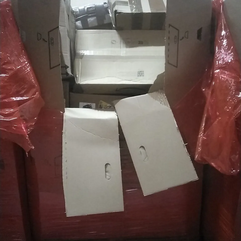PALLET OF HOUSEHOLD ITEMS TO INCLUDE MUSIC BOXING MACHINE, TOILET SEAT, SINGLE MOTOR FORCE DRYER, MEMORY FOAM MATTRESS AND OTHER ASSORTED ITEMS...