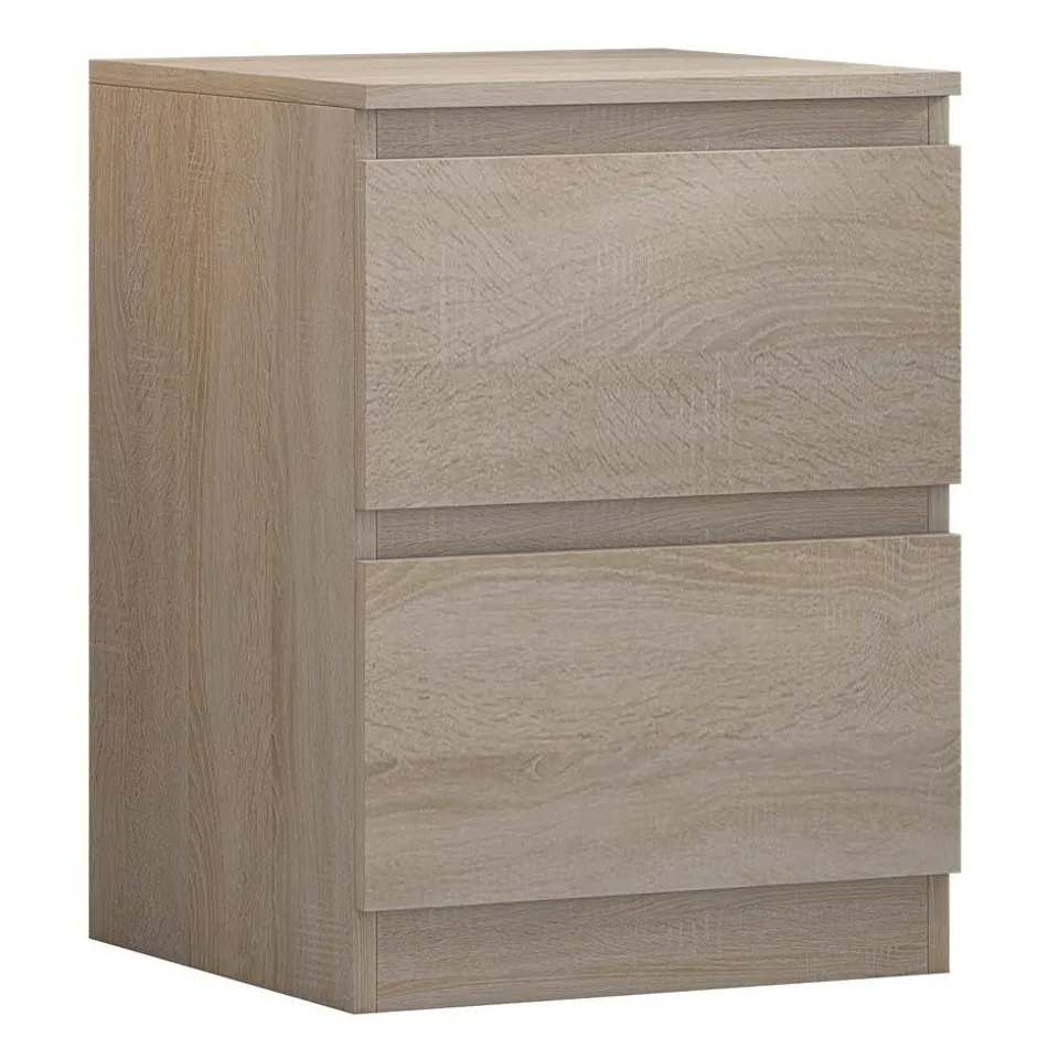 BOXED STORA 2 DRAWER BEDSIDE TABLE SONOMA OAK (1 BOX)