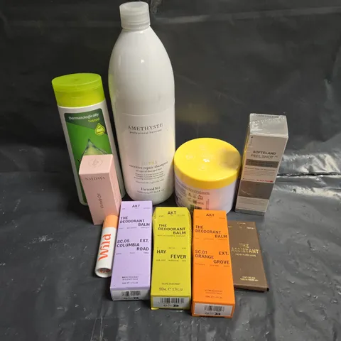 APPROXIMATEY 20 ASSORTED HEALTH AND BEAUTY PRODUCTS TO INCLUDE - AKT DEODORANT BALM - AMETHYSTE NUTRI REPAIR SHAMPOO - VOSENE SHAMPOO - ETC