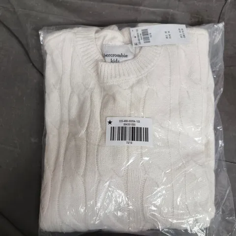 BAGGED ARBERCROMBIE KIDS CABLE SWEATER IN WHITE - 15/16