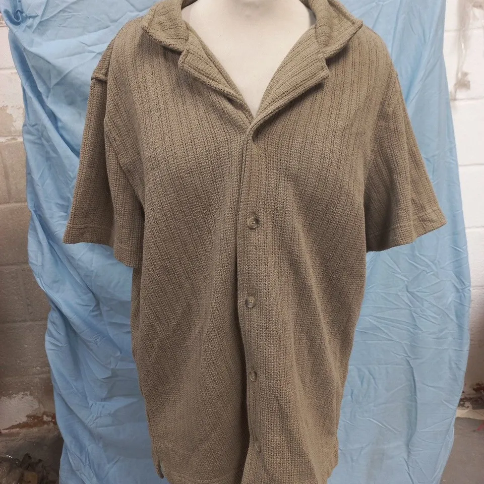 MANGO BROWN KNIT SHORT-SLEEVE CARDIGAN SIZE MEDIUM REGULAR