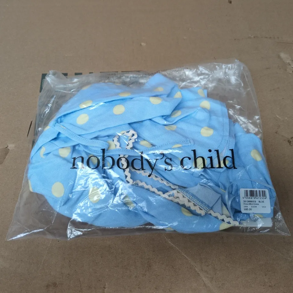 BAGGED NOBODYS CHILD ROSA MINI DRESS IN BLUE - UK 6