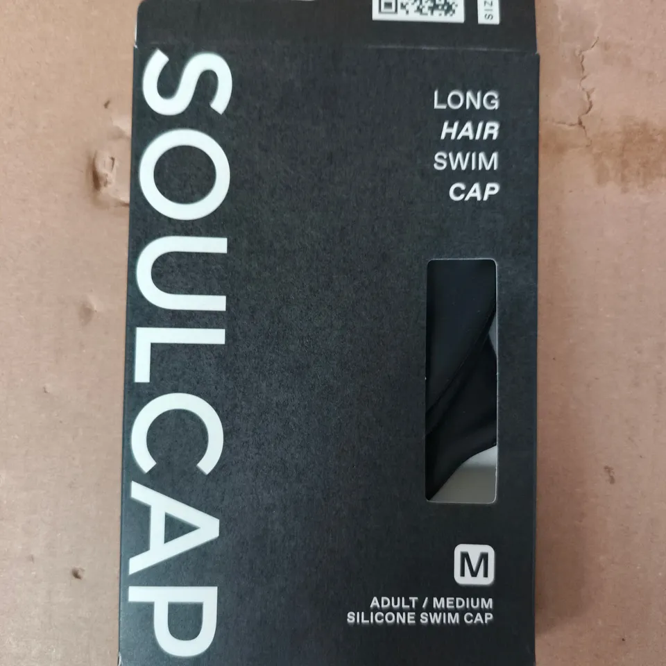SOUL CAP LONG HAIR SWIM CAP IN BLACK SIZE MEDIUM