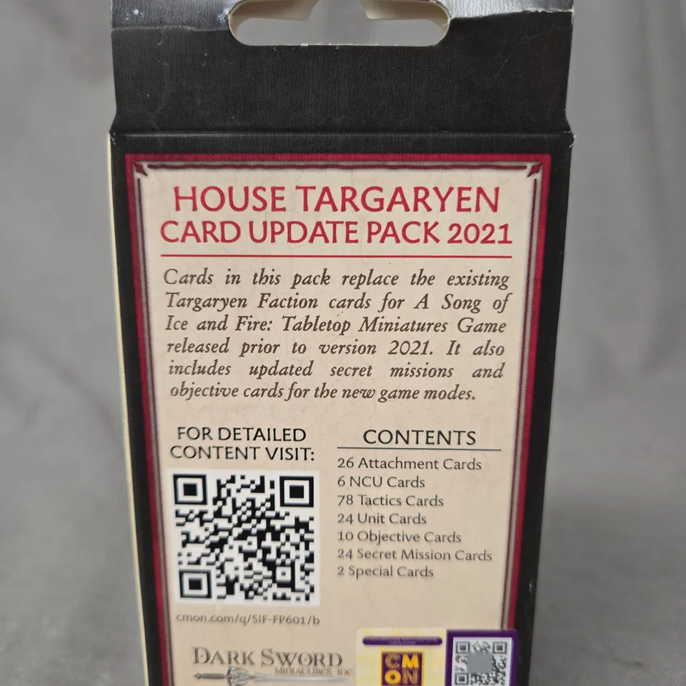 A SONG OF ICE & FIRE HOUSE TARGARYEN CARD UPDATE PACK