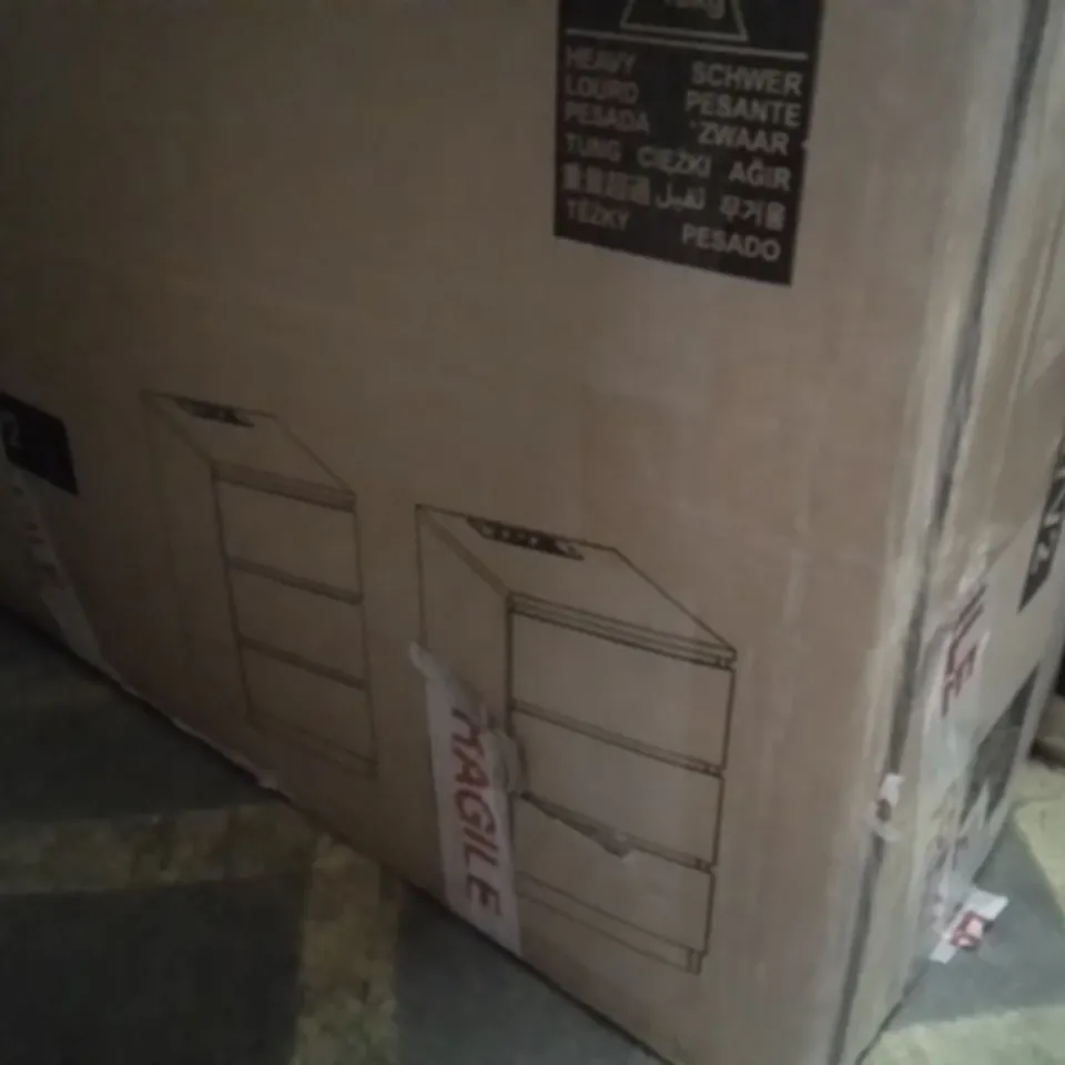 BOXED VASAGLE KAILYN COLLECTION - BEDSIDE TABLES WITH POWER STRIP, SET OF 2 SIDE END TABLES WITH DRAWERS, 2 AC OUTLETS, 2 USB PORTS, FOR LIVING ROOM, BEDROOM