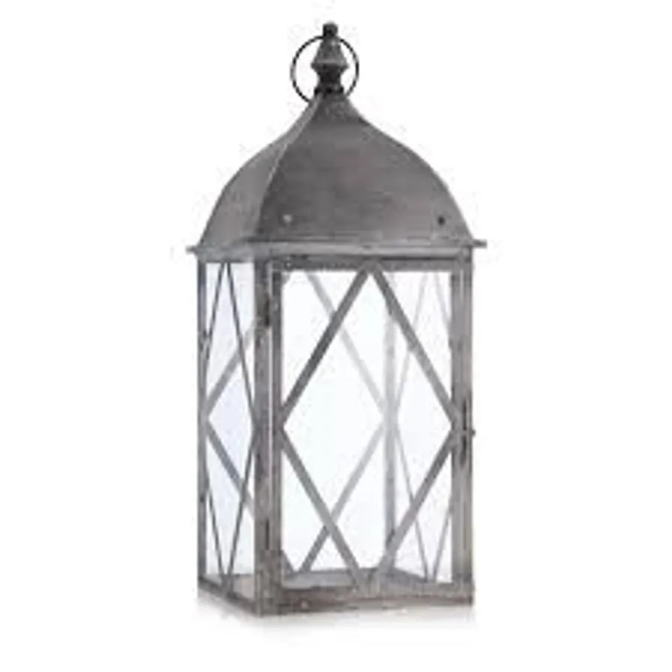 SARA BY SARA DAVIS 58CM RUSTIC GLASS PANEL LANTERN