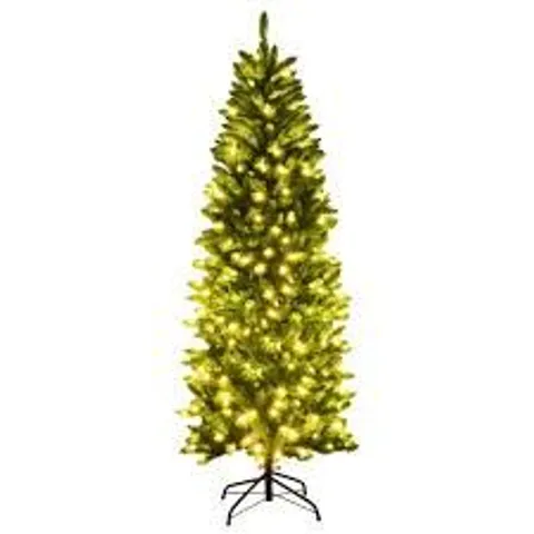 BOXED COSTWAY WARM WHITE LED PRE-LIT ARTIFICIAL PENCIL CHRISTMAS TREE 6FT