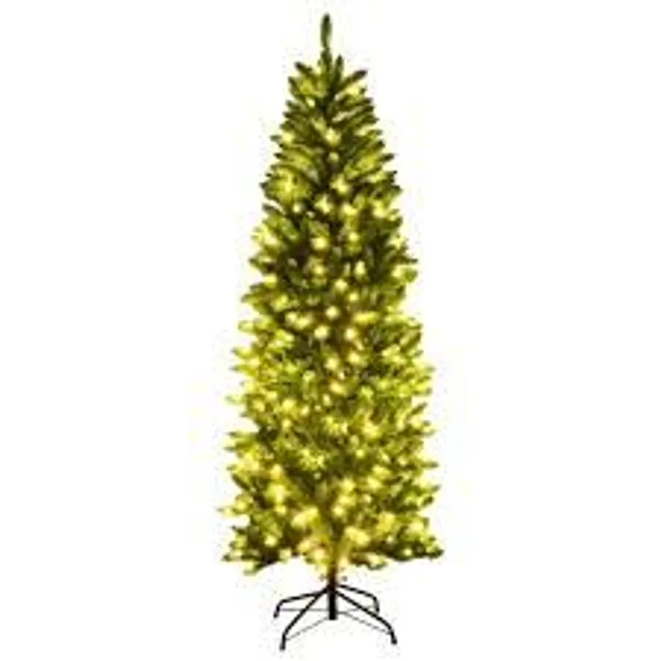 BOXED COSTWAY WARM WHITE LED PRE-LIT ARTIFICIAL PENCIL CHRISTMAS TREE 6FT