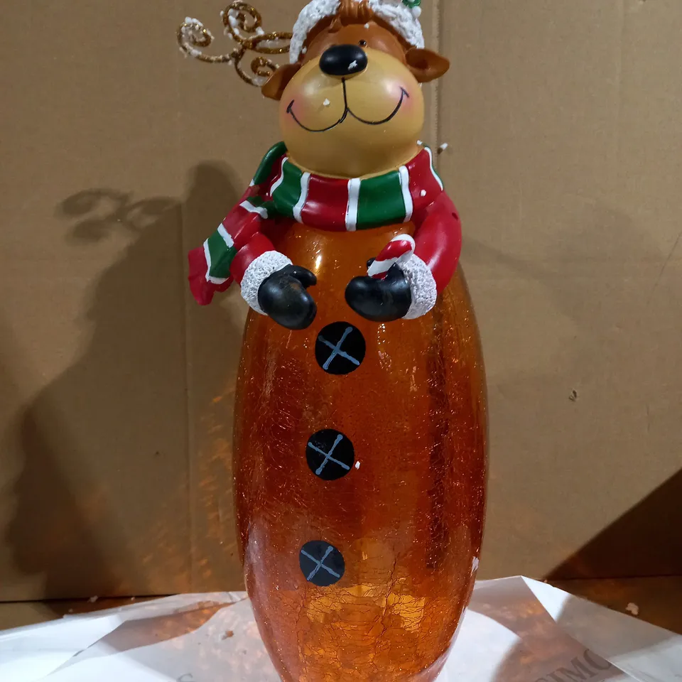 FESTIVE PRE-LIT LARGE GLASS CHRISTMAS CHARACTER - REINDEER