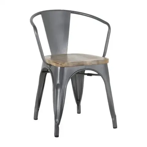 BOXED BOLERO BISTRO CURVE ARMCHAIRS WITH WOODEN SEAT PAD GUNMETAL (4 PACK)