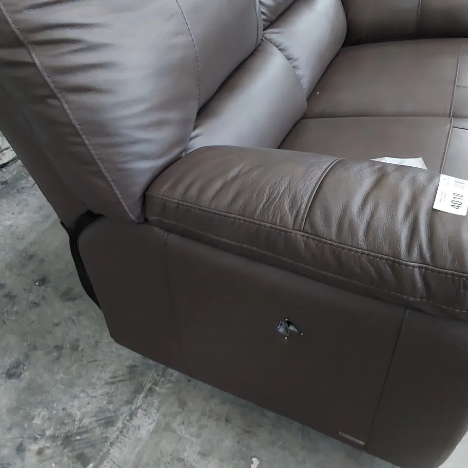 DESIGNER POWER RECLINING TWO SEATER SOFA BROWN LEATHER