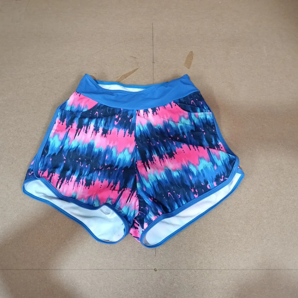 GIRLS' TWO-PIECE SWIMSUIT SET: BLUE TANKINI TOP WITH PATTERNED SIDE PANELS + MATCHING SHORTS