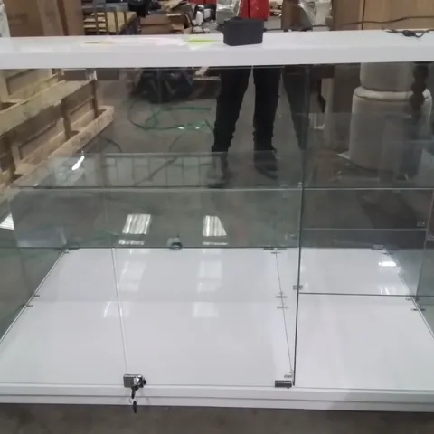 DISPLAY SIDEBOARD WITH RGB LIGHTS REMOVABLE GLASS WHITE
