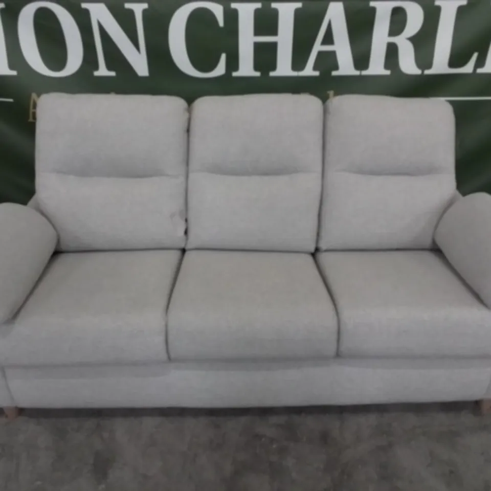 DESIGNER G PLAN MADE SPENCER SWIFT OATMEAL FABRIC THREE SEATER SOFA