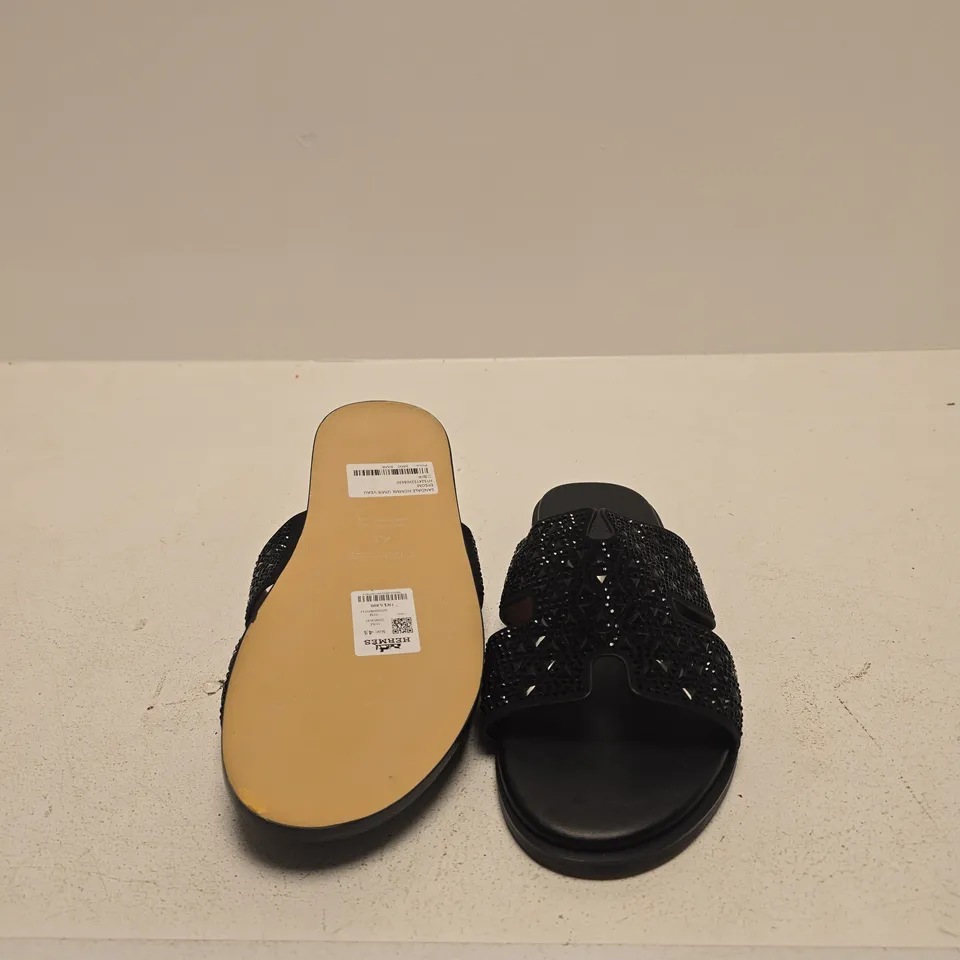 HERMES WOMEN'S BLACK BEADED SLIDE SANDALS SIZE EU 43