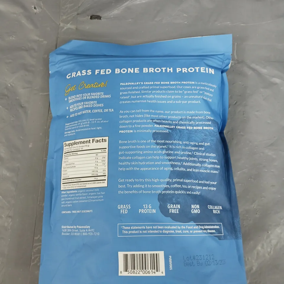 PALEOVALLEY GRASS FED BRONE BROTH PROTEIN VANILLA 570G