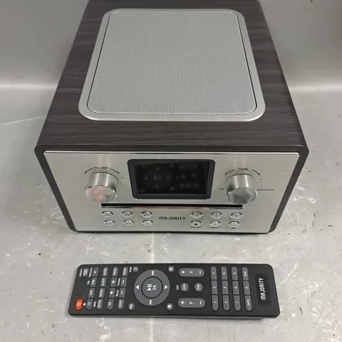BOXED MAJORITY HOMERTON 2 SMART INTERNET RADIO DAB+ CD PLAYER IN BLACK WOOD/SILVER