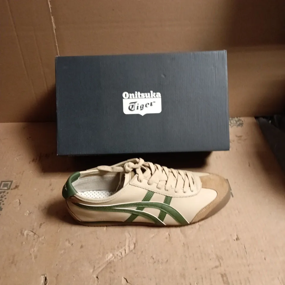 ONITSUKA TIGER TRAINERS – BEIGE/GREEN – BOXED - UK SIZE 10 