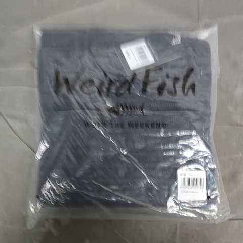 BAGGED WEIRD FISH FAHRI MIXED STITCH CREW NECK JUMPER IN NAVY - LARGE