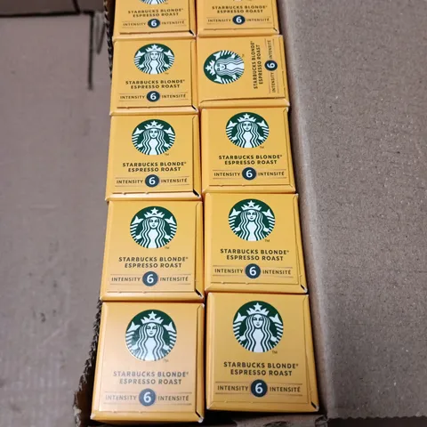 BOX OF APPROXIMATELY 10 PACKS OF STARBUCKS COFFEE PODS (100 PODS, 10 PADS PER PACK)