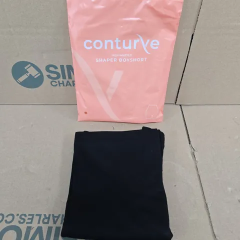 CONTURVE HIGH-WAISTED SHAPER BOYSHORTS IN BLACK - MEDIUM