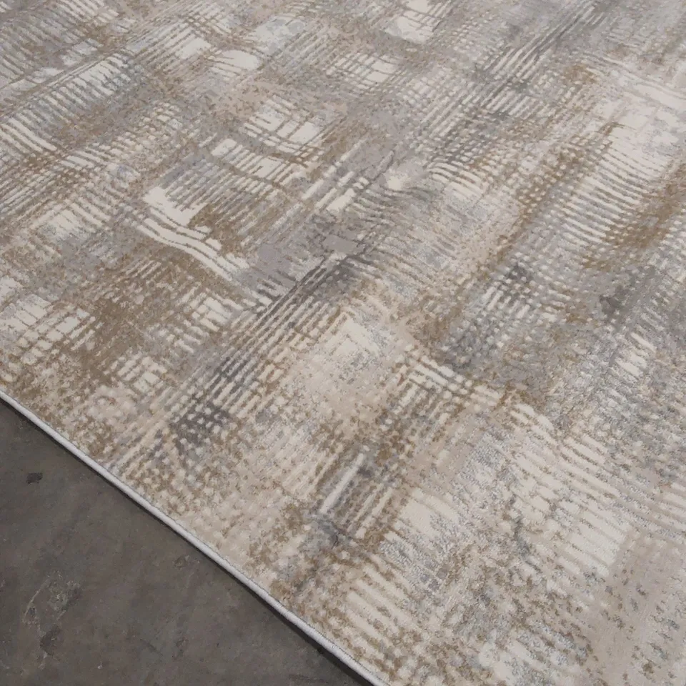 RUSH ABSTRACT MACHINE WOVEN GREY/BEIGE RUG // SIZE: 240 X 305cm