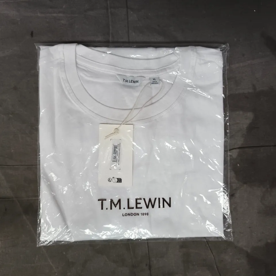BAGGED T.M.LEWIN ORGANIC COTTON CREWNECK T-SHIRT IN WHITE SIZE XL