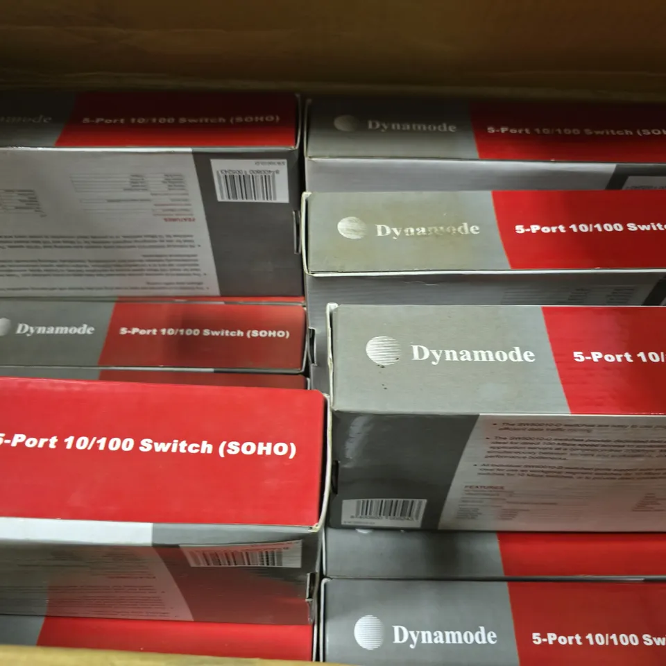 BOX OF APPROXIMATELY 8 DYNAMODE 5 PORT 10/100 SWITCH 